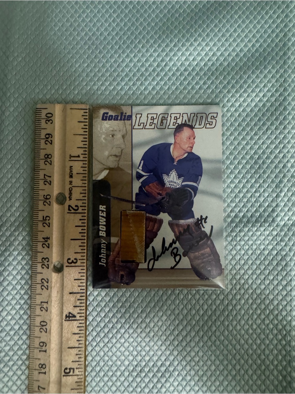 LEGENDS Autographed Johnny Bower Hockey Card - Blue